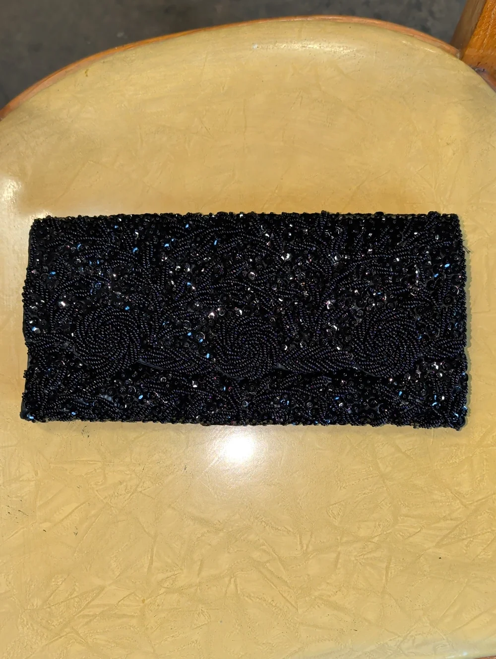 Vintage 1950s Black Beaded Clutch Evening Bag - Hand Made in Hong Kong